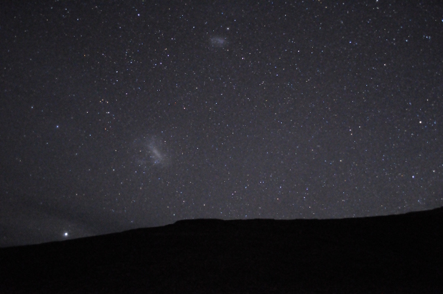 Large and Small Magellanic Clouds over Wave Rock, Western Australia